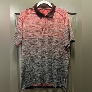 Lululemon Metal Vent Tech Red and Black Striped Polo Shirt